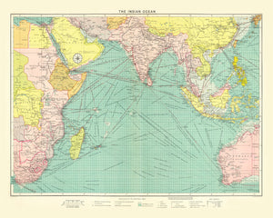 Vintage Map of Indian Ocean, 1922
