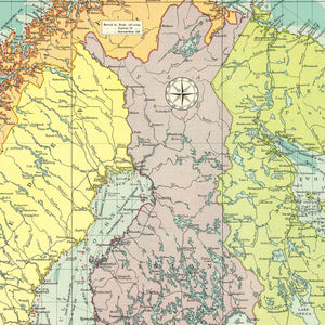 Vintage Map of Northern European Ports, 1922