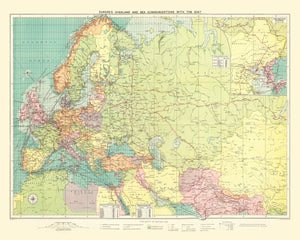 Vintage Map of Europe, 1922