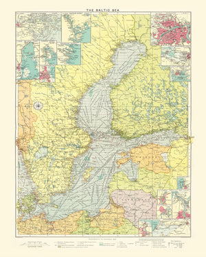 Vintage Map of Baltic Sea, 1922