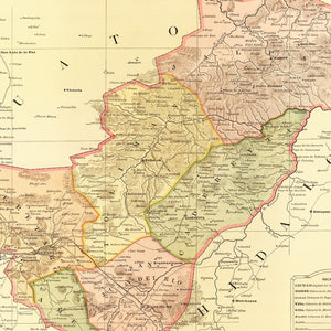 Vintage Map of Queretaro Mexico, 1886