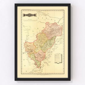 Vintage Map of Queretaro Mexico, 1886