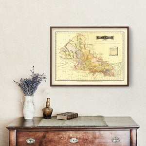 Vintage Map of San Luis Potosi Mexico, 1886