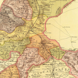 Vintage Map of Zacatecas Mexico, 1886