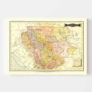 Vintage Map of Durango Mexico, 1886
