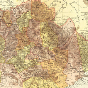 Vintage Map of Oaxaca Mexico, 1886