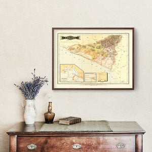 Vintage Map of Colima Mexico, 1886