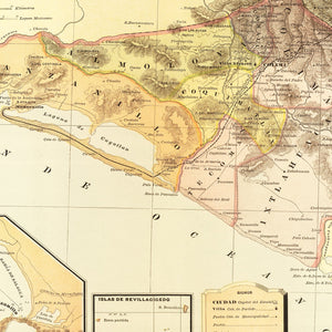 Vintage Map of Colima Mexico, 1886