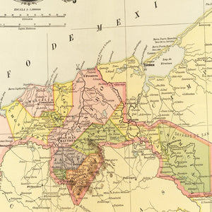 Vintage Map of Tabasco Mexico, 1886