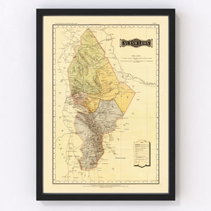 Vintage Map of Nuevo Leon Mexico, 1886