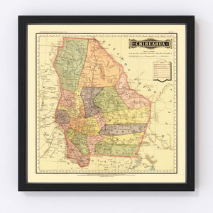 Vintage Map of Chihuahua Mexico, 1886