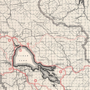 Vintage Map of Lake County, California 1935