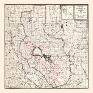 Vintage Map of Lake County, California 1935
