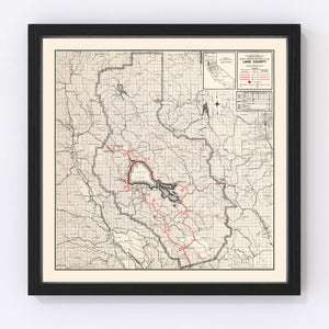 Vintage Map of Lake County, California 1935