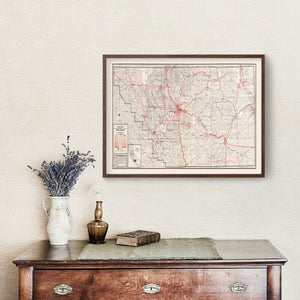 Vintage Map of Kern County, California 1935