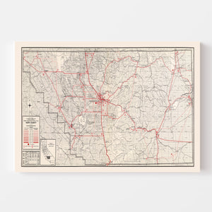 Vintage Map of Kern County, California 1935
