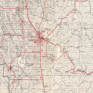Vintage Map of Kern County, California 1935