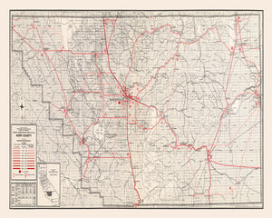 Vintage Map of Kern County, California 1935