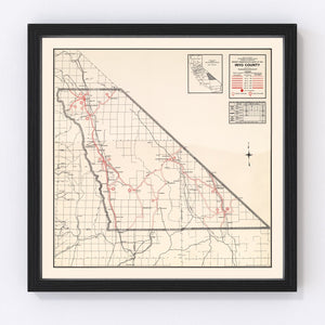 Vintage Map of Inyo County, California 1935