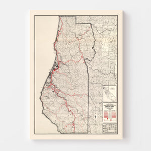 Vintage Map of Humboldt County, California 1935