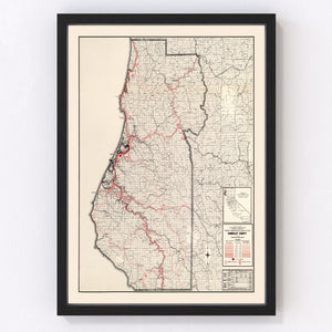 Vintage Map of Humboldt County, California 1935