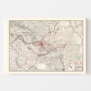 Vintage Map of Fresno County, California 1935