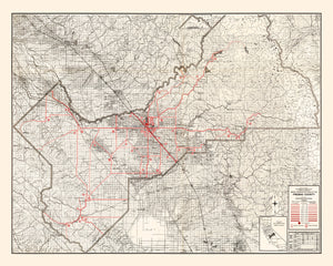 Vintage Map of Fresno County, California 1935