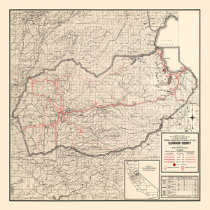 Vintage Map of Eldorado County, California 1935
