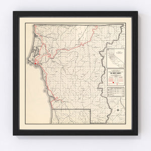 Vintage Map of Del Norte County, California 1935