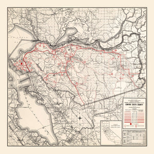 Vintage Map of Contra Costa County, California 1935