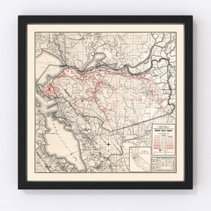 Vintage Map of Contra Costa County, California 1935