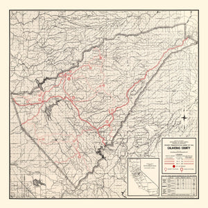 Vintage Map of Calaveras County, California 1935