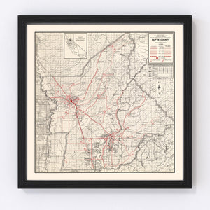Vintage Map of Butte County, California 1935