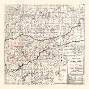 Vintage Map of Amador County, California 1935