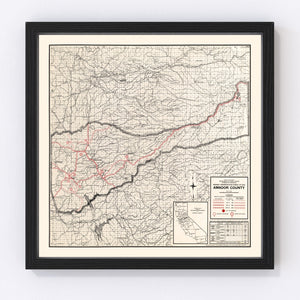 Vintage Map of Amador County, California 1935