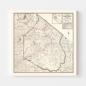 Vintage Map of Alpine County, California 1935
