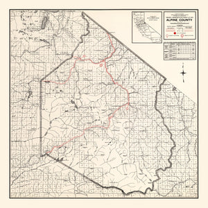 Vintage Map of Alpine County, California 1935
