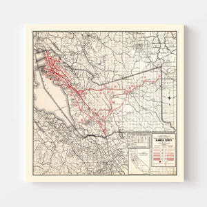 Vintage Map of Alameda County, California 1935