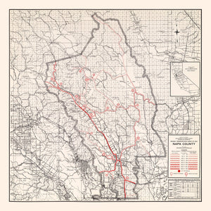 Vintage Map of Napa County, California 1935