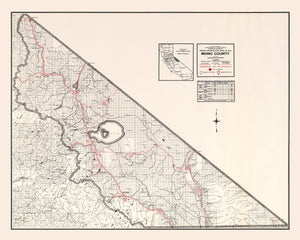 Vintage Map of Mono County, California 1935