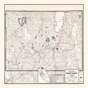 Vintage Map of Modoc County, California 1935