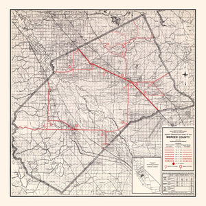 Vintage Map of Merced County, California 1935