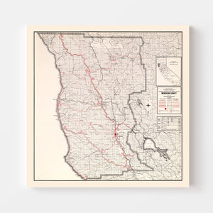 Vintage Map of Mendocino County, California 1935