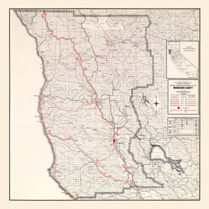 Vintage Map of Mendocino County, California 1935