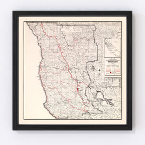 Vintage Map of Mendocino County, California 1935
