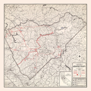Vintage Map of Mariposa County, California 1935