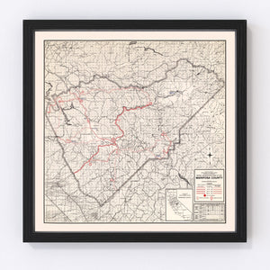 Vintage Map of Mariposa County, California 1935