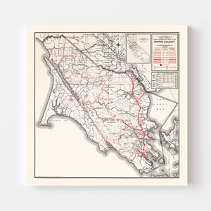 Vintage Map of Marin County, California 1935