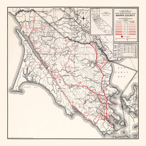Vintage Map of Marin County, California 1935