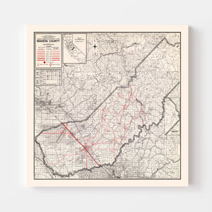 Vintage Map of Madera County, California 1935